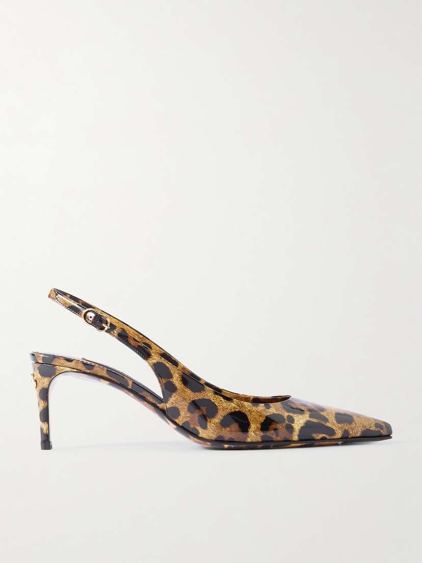 Dolce & Gabbana Mun Leopard-printed Patent-leather Slingback Pumps