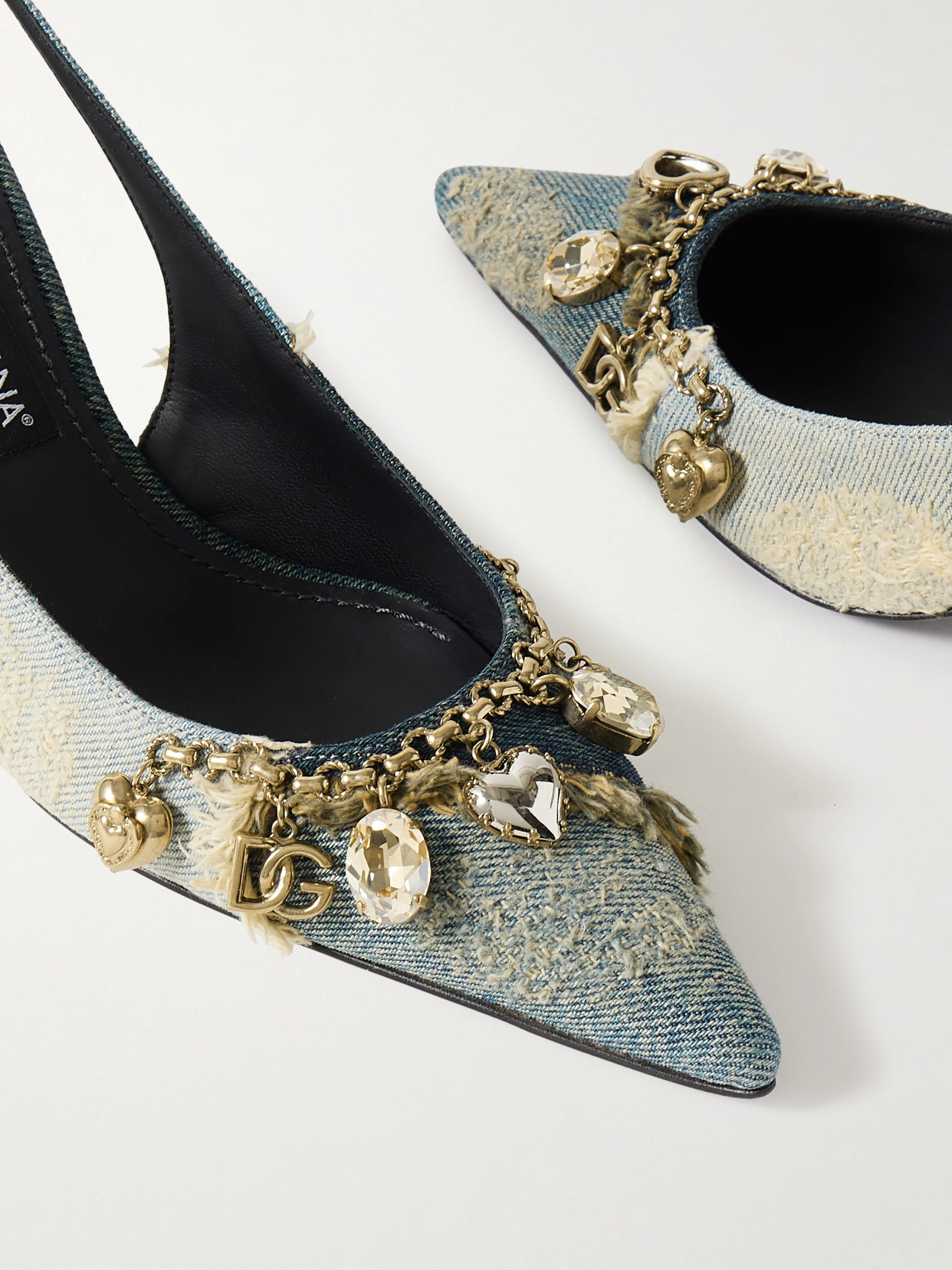 Frayed Distressed Denim Slingback