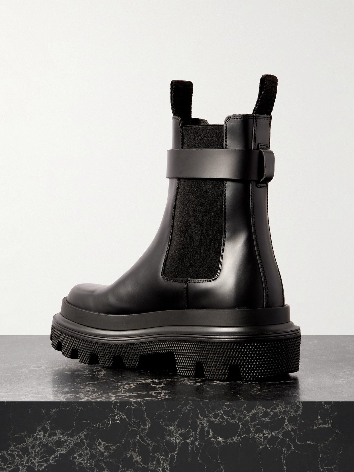 Dolce & Gabbana Military Style Chunky Sole Ankle Boot In Black
