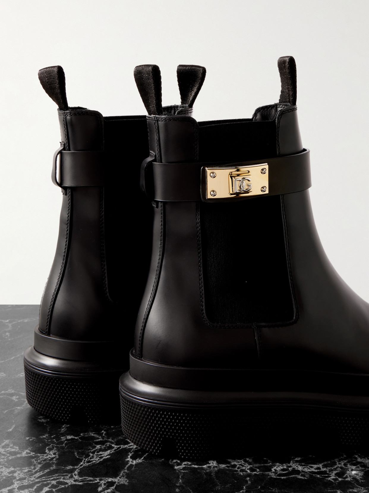 Dolce & Gabbana Military Style Chunky Sole Ankle Boot In Black