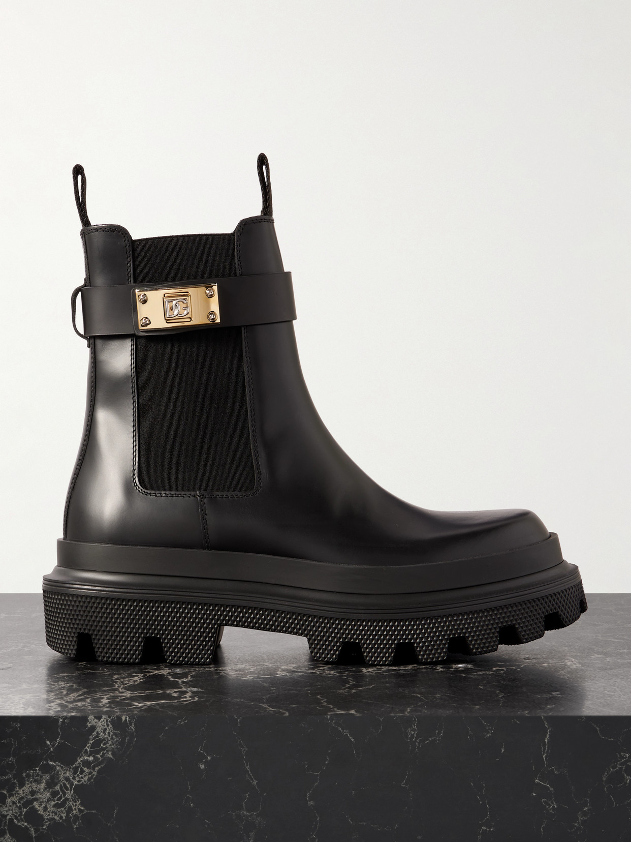 Dolce & Gabbana Military Style Chunky Sole Ankle Boot In Black