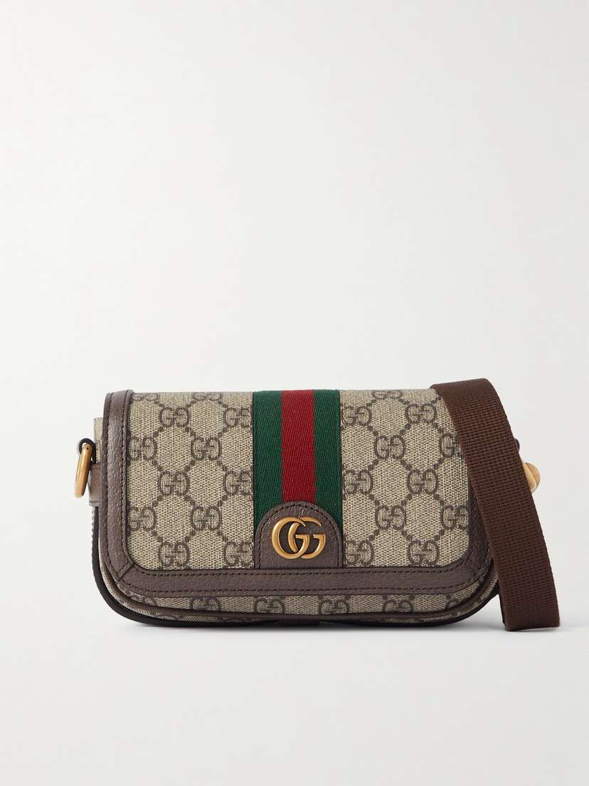 Gucci Ophidia Mini Leather-trimmed Printed Coated-canvas Shoulder Bag