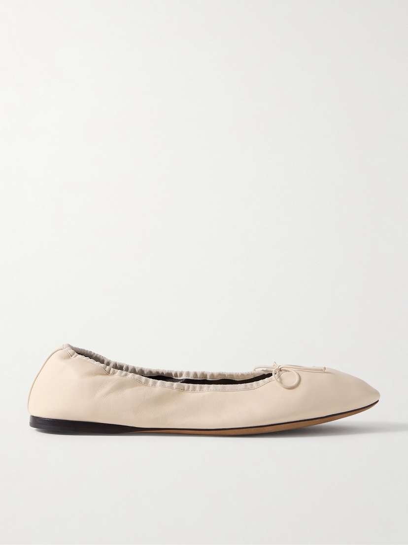 The Row Awar Grosgrain-trimmed Leather Ballet Flats