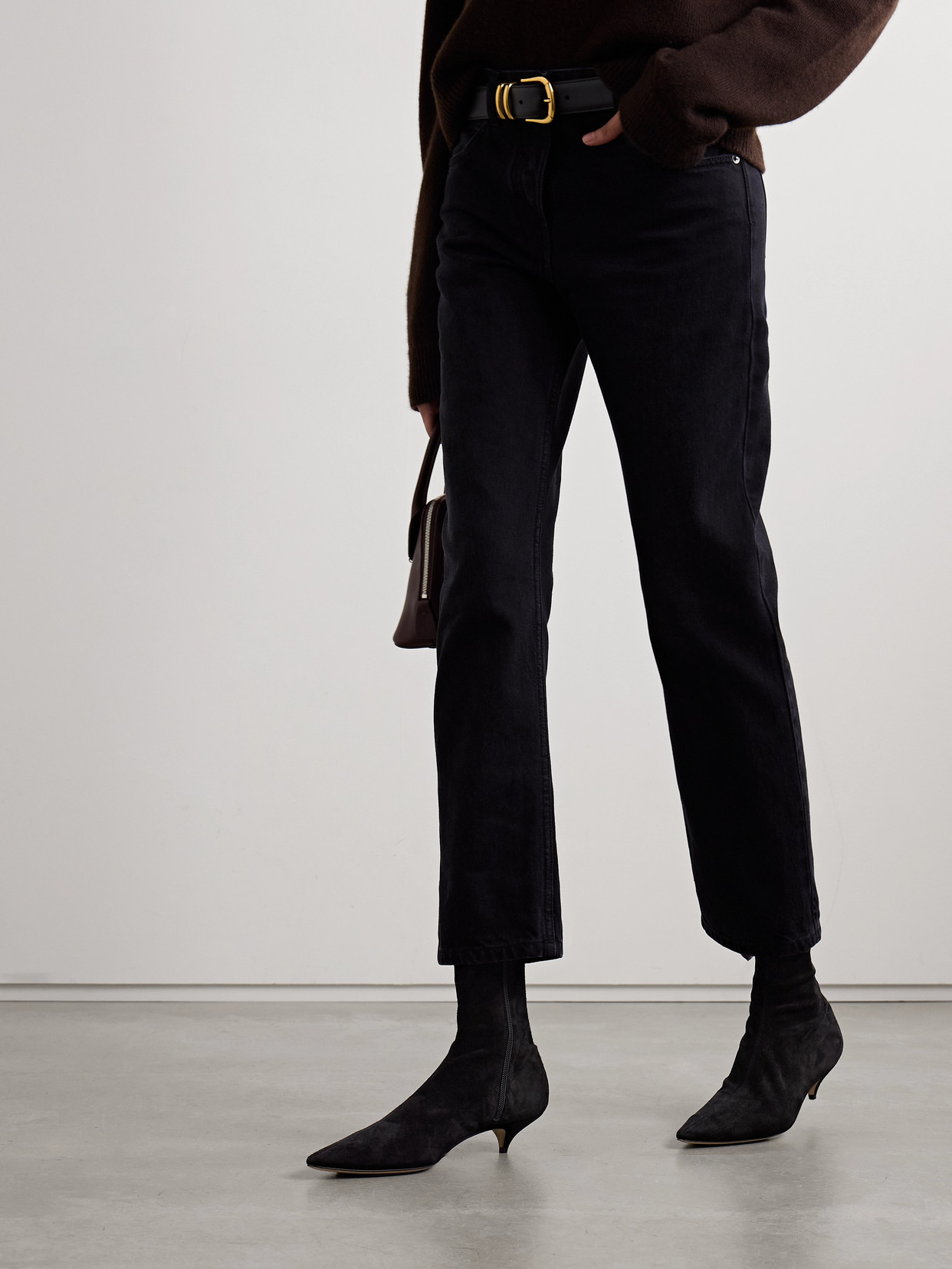 The Row Uxor Suede Ankle Boots In Black