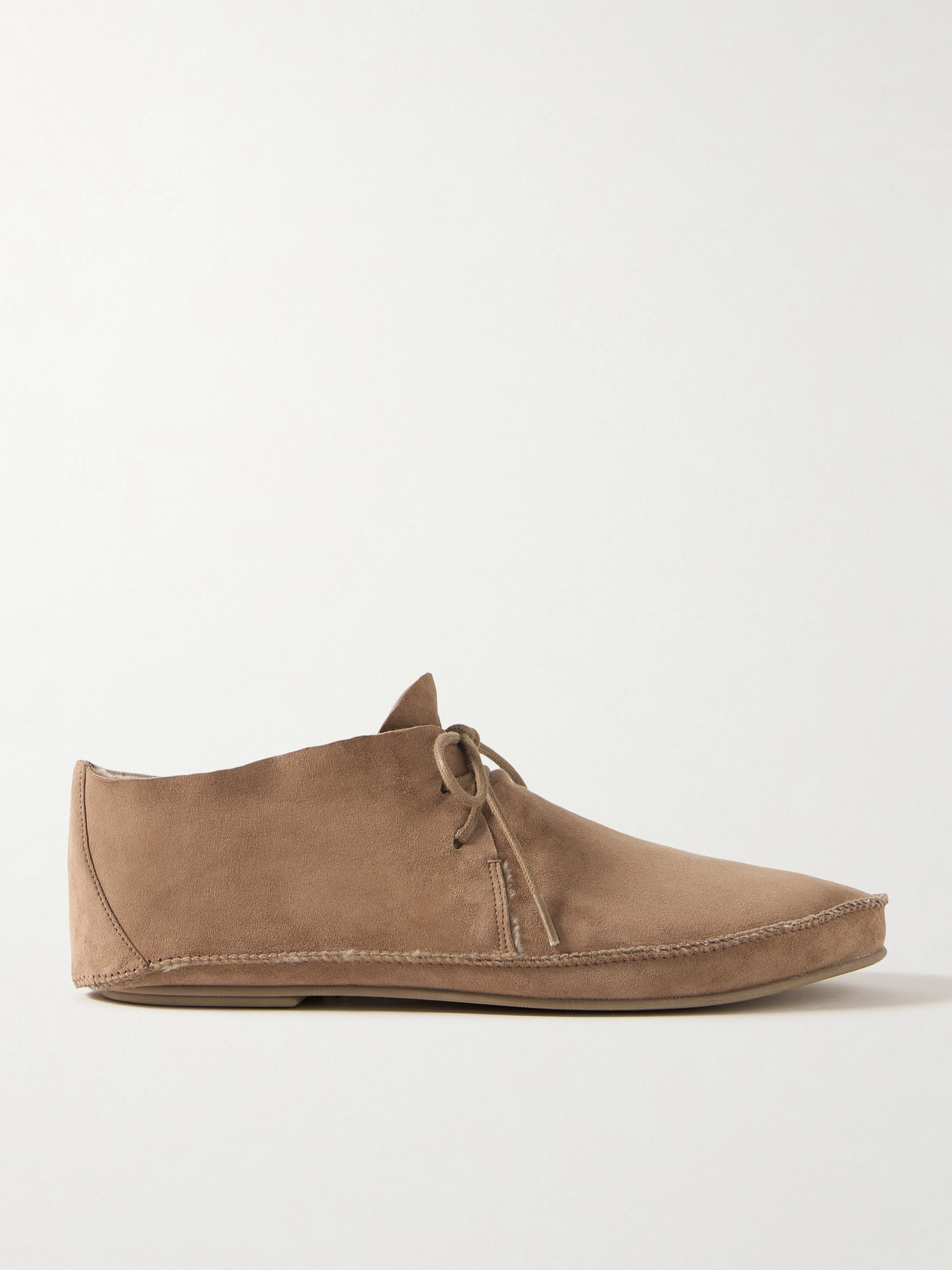 The Row Tyler Shearling-lined Suede Ankle Boots In Brown