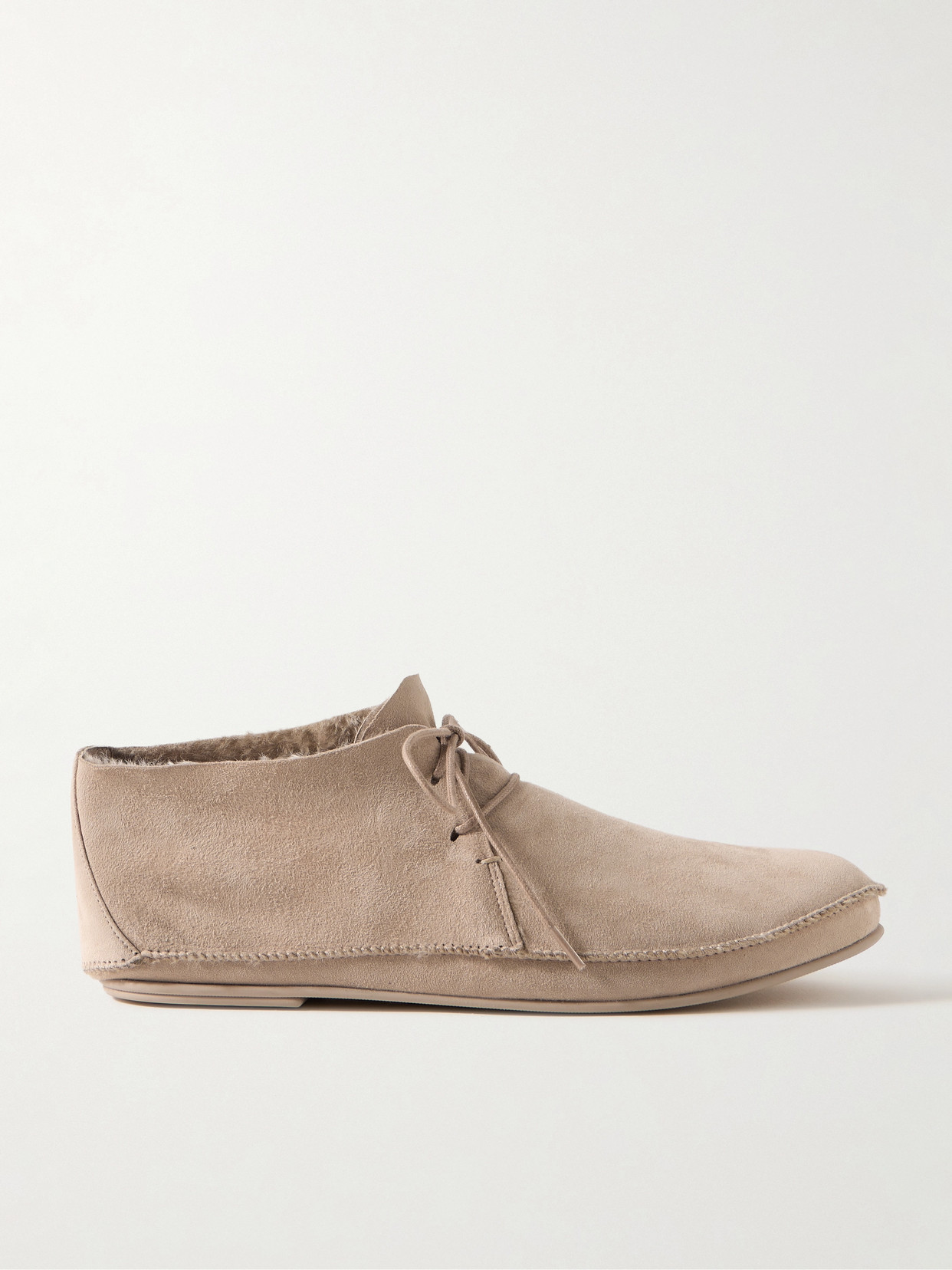 The Row Tyler Shearling-lined Suede Ankle Boots In Neutrals