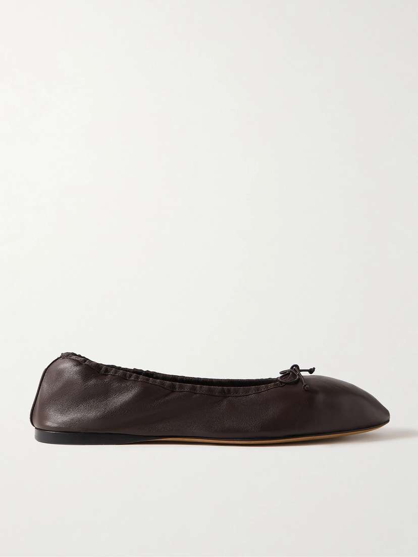 The Row Awar Grosgrain-trimmed Leather Ballet Flats