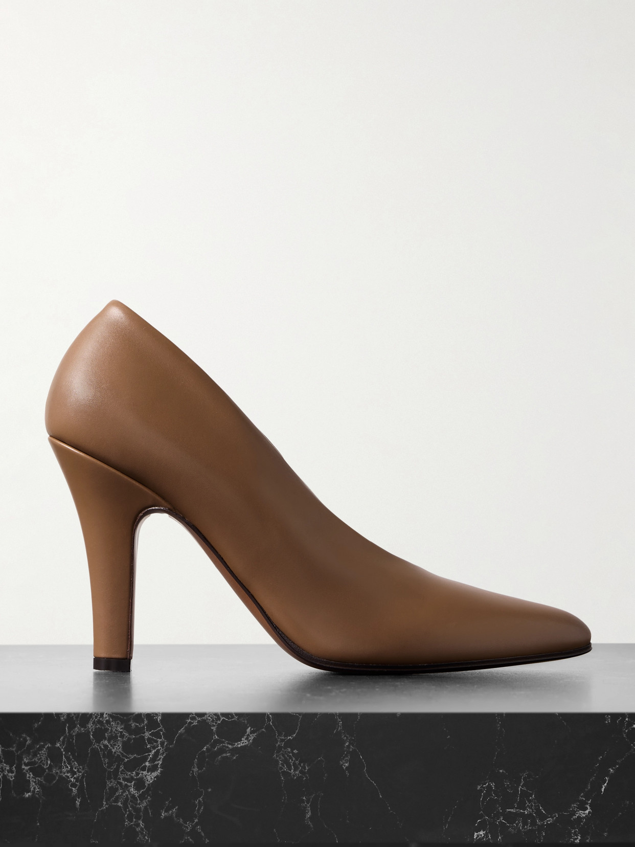 The Row 90mm Prudens Leather Pumps In Brown