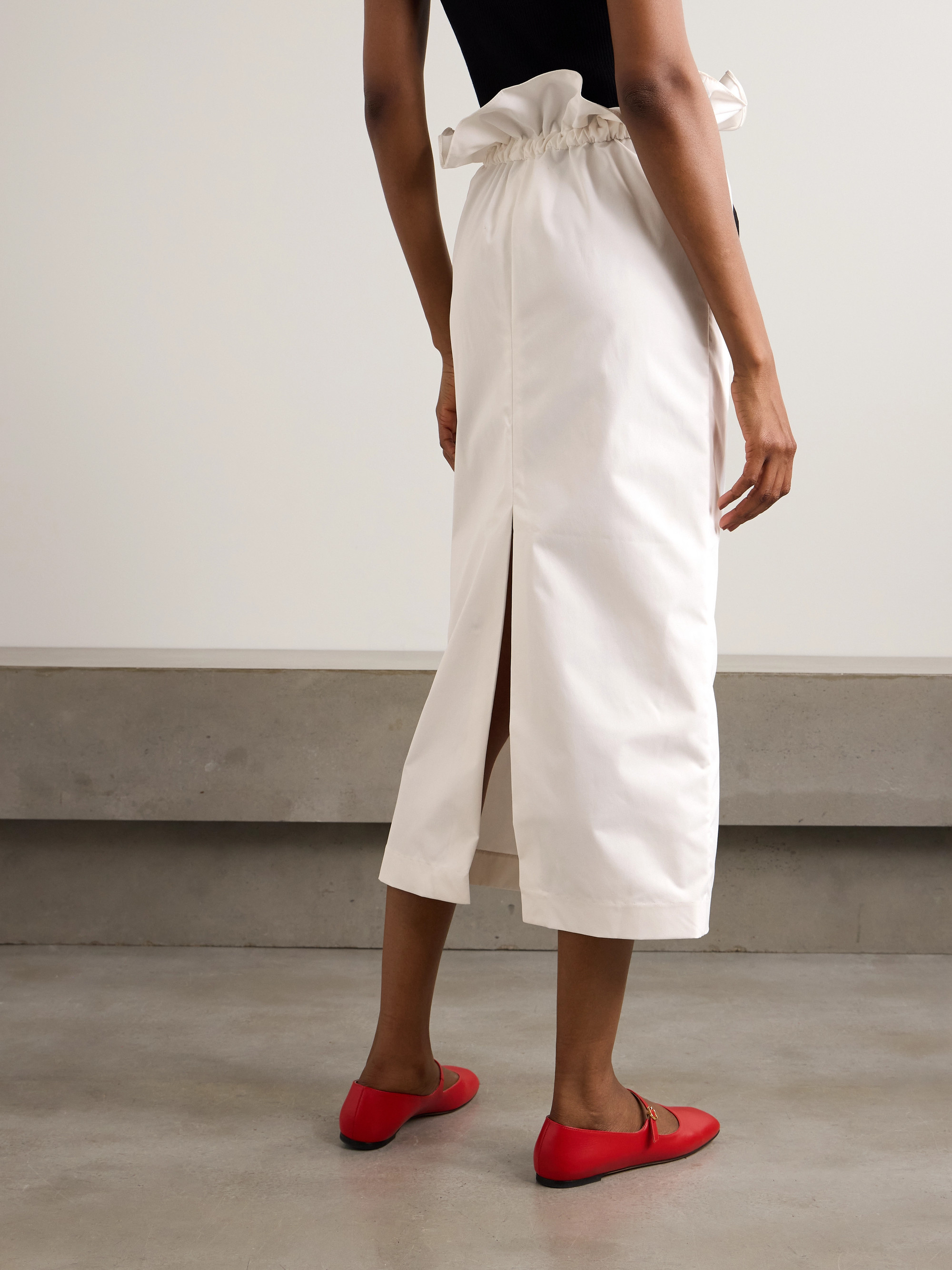 Kika Vargas Naomi ruffled twill midi skirt thumbnail
