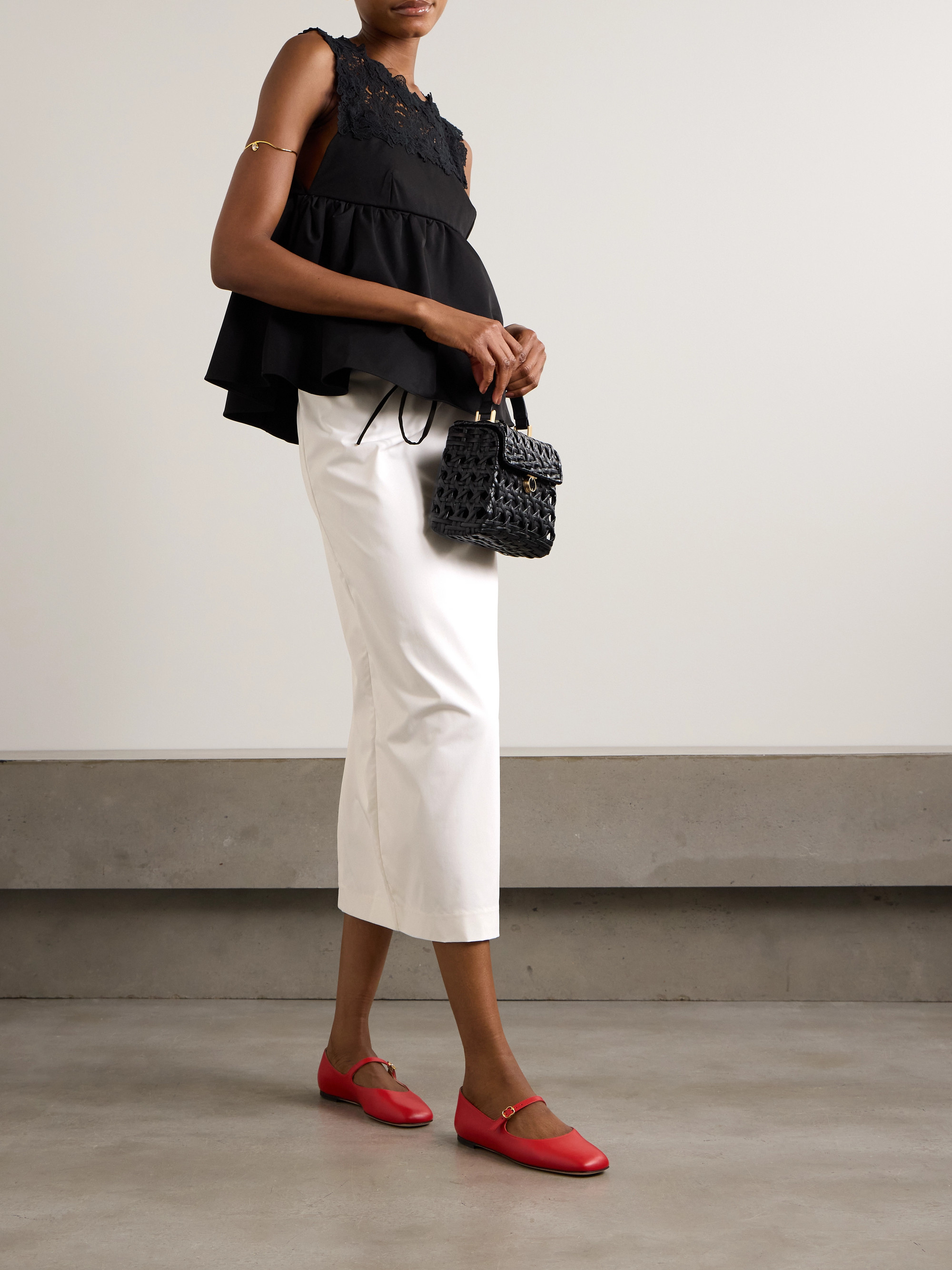 Kika Vargas Naomi ruffled twill midi skirt thumbnail