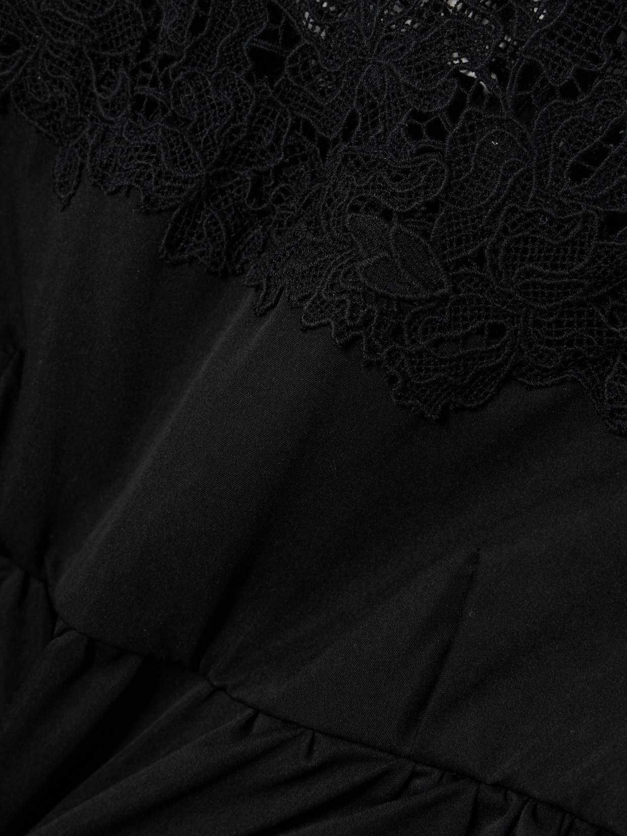 Ivonne Guipure Lace-Trimmed Twill Peplum Top