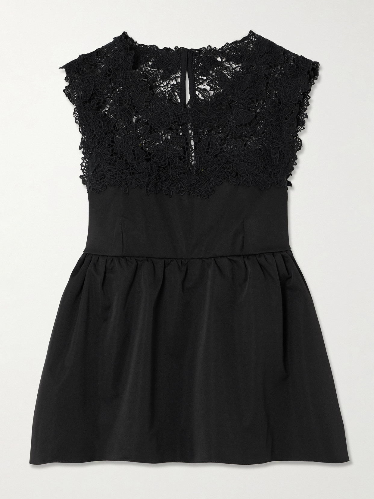 Ivonne Guipure Lace-Trimmed Twill Peplum Top