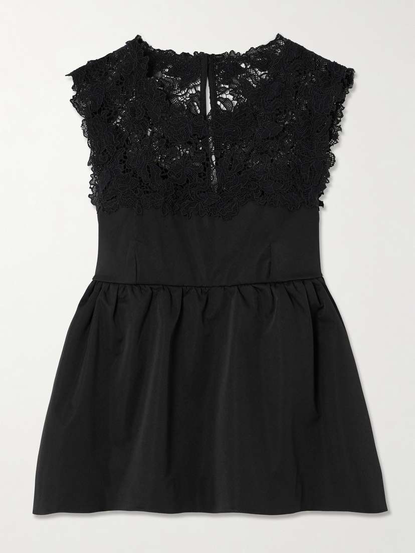 Kika Vargas Ivonne Guipure Lace-trimmed Twill Peplum Top