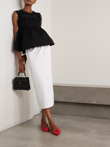 Kika Vargas Ivonne guipure lace-trimmed twill peplum top