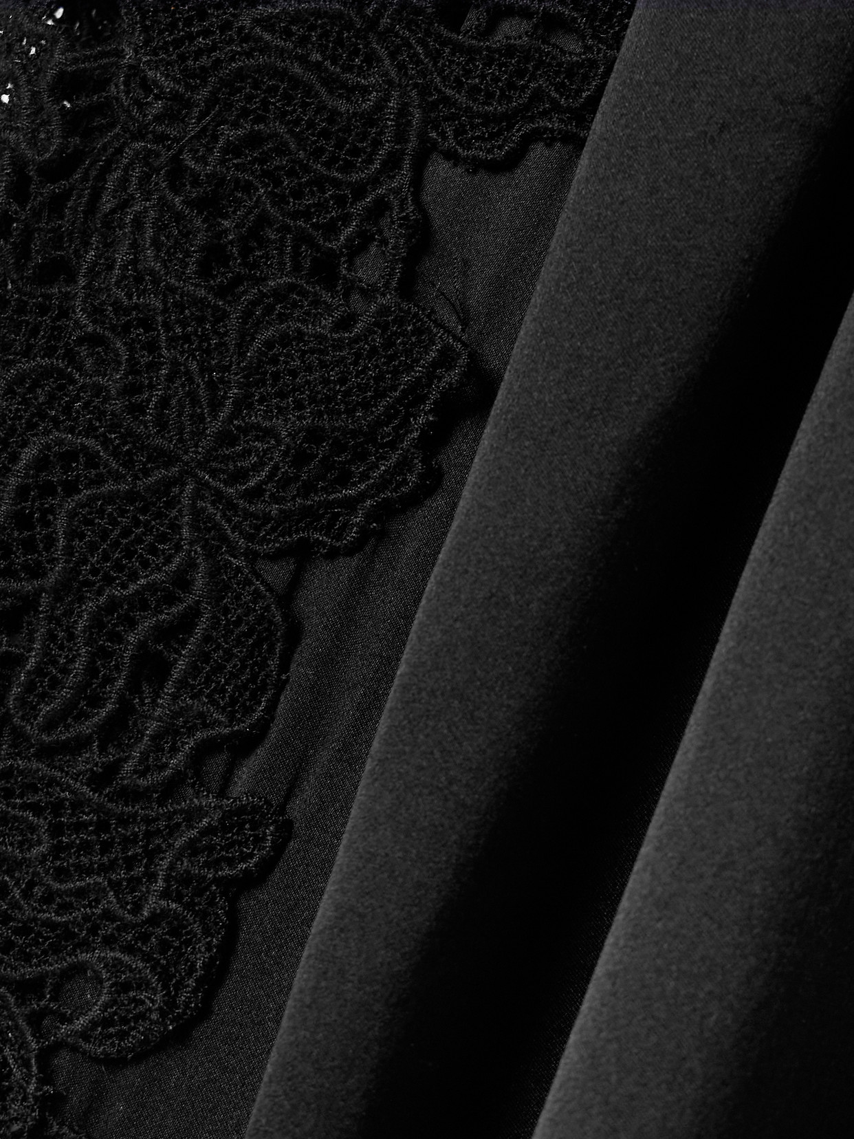 Kika Vargas Somaly Tie-detailed Guipure Lace And Silk-satin Midi Dress In Black