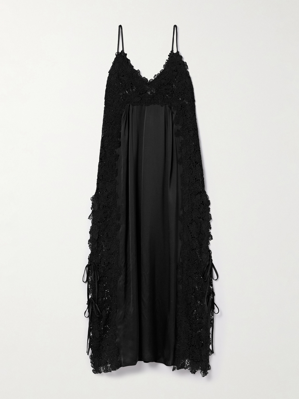 Kika Vargas Somaly Tie-detailed Guipure Lace And Silk-satin Midi Dress In Black