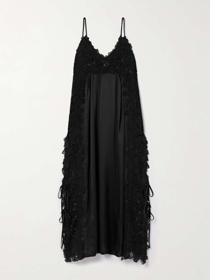 Kika Vargas Somaly Tie-detailed Guipure Lace And Silk-satin Midi Dress