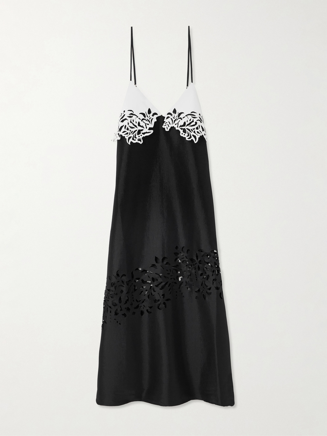 Kika Vargas - Kasha Layered Laser-cut Taffeta Maxi Dress - Black