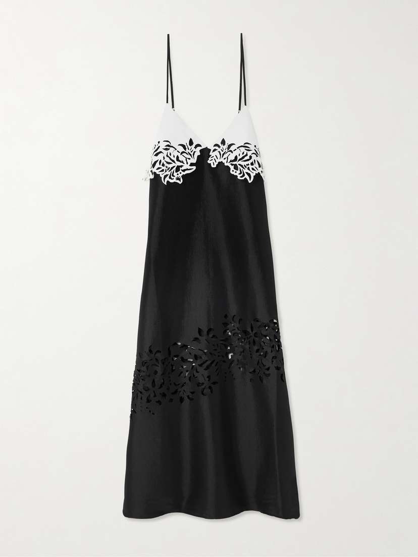 Kika Vargas Kasha Layered Laser-cut Taffeta Maxi Dress