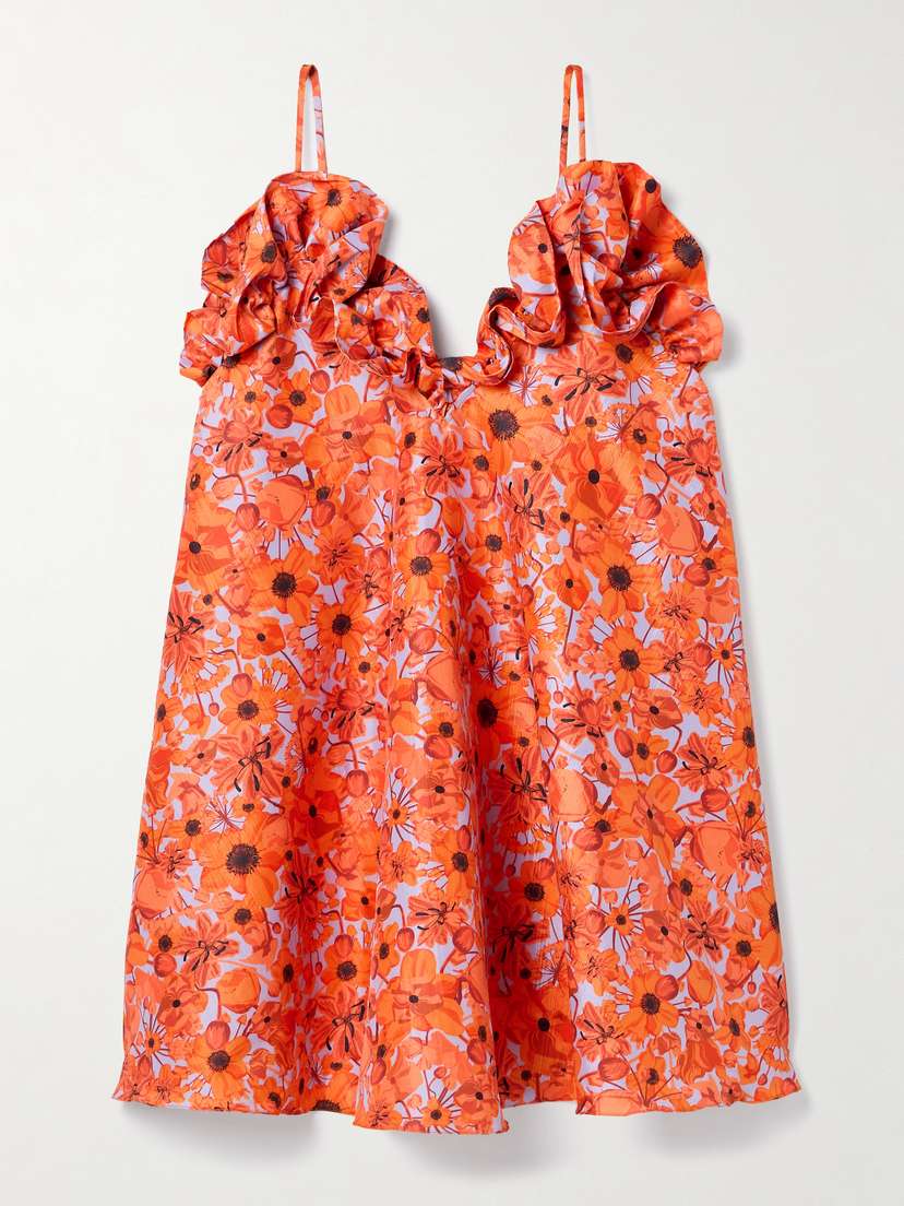 Kika Vargas Joan Ruffled Floral-print Taffeta Mini Dress