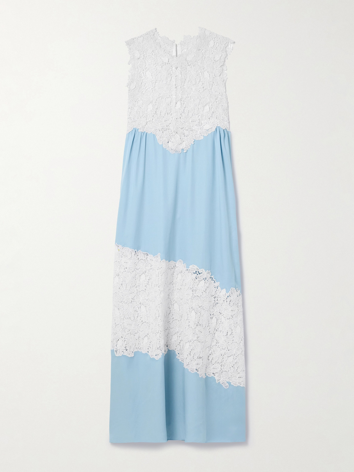 Kika Vargas Emma Guipure Lace-trimmed Tencel™ Lyocell Maxi Dress In Blue