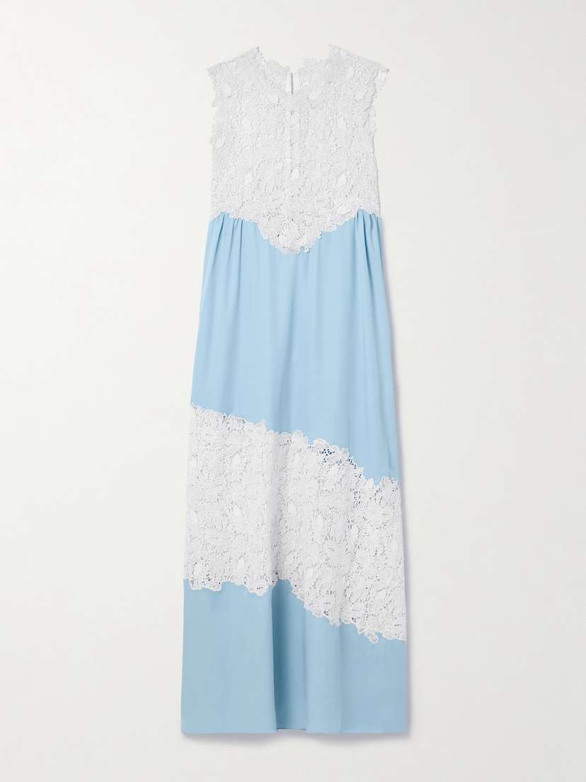Kika Vargas Emma Guipure Lace-trimmed Tencel™ Lyocell Maxi Dress