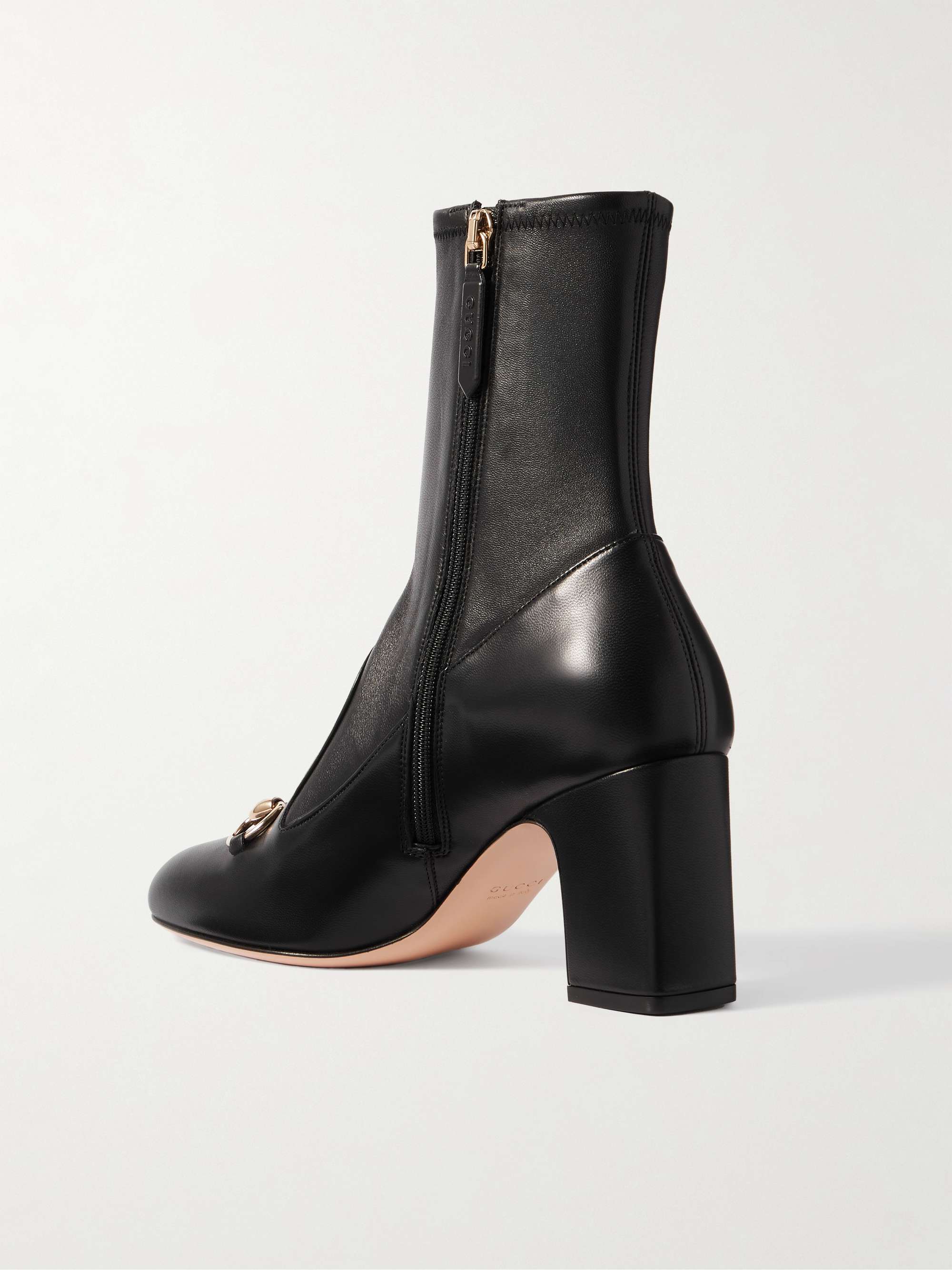 GUCCI Lady horsebit embellished paneled leather ankle boots NET A PORTER