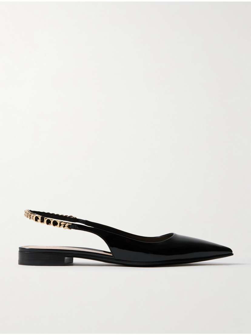 Gucci Signoria Embellished Patent-leather Ballet Flats