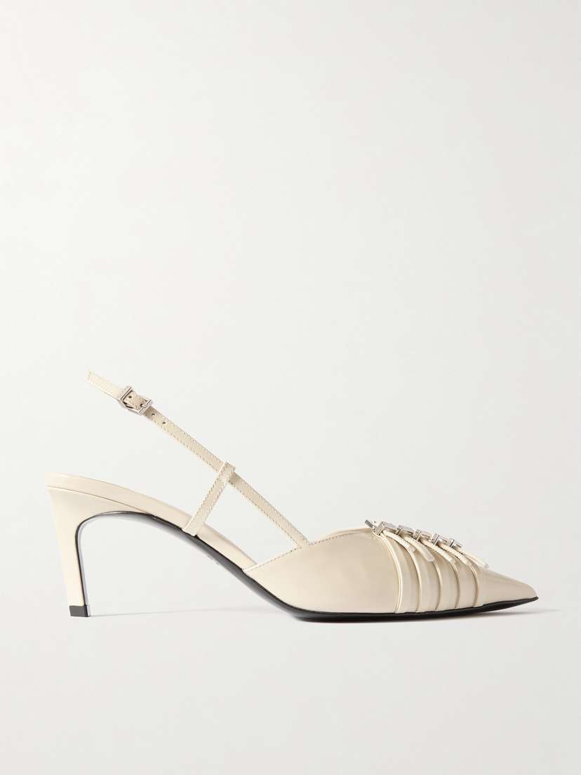 Gucci Seraphine Buckled Leather Slingback Pumps