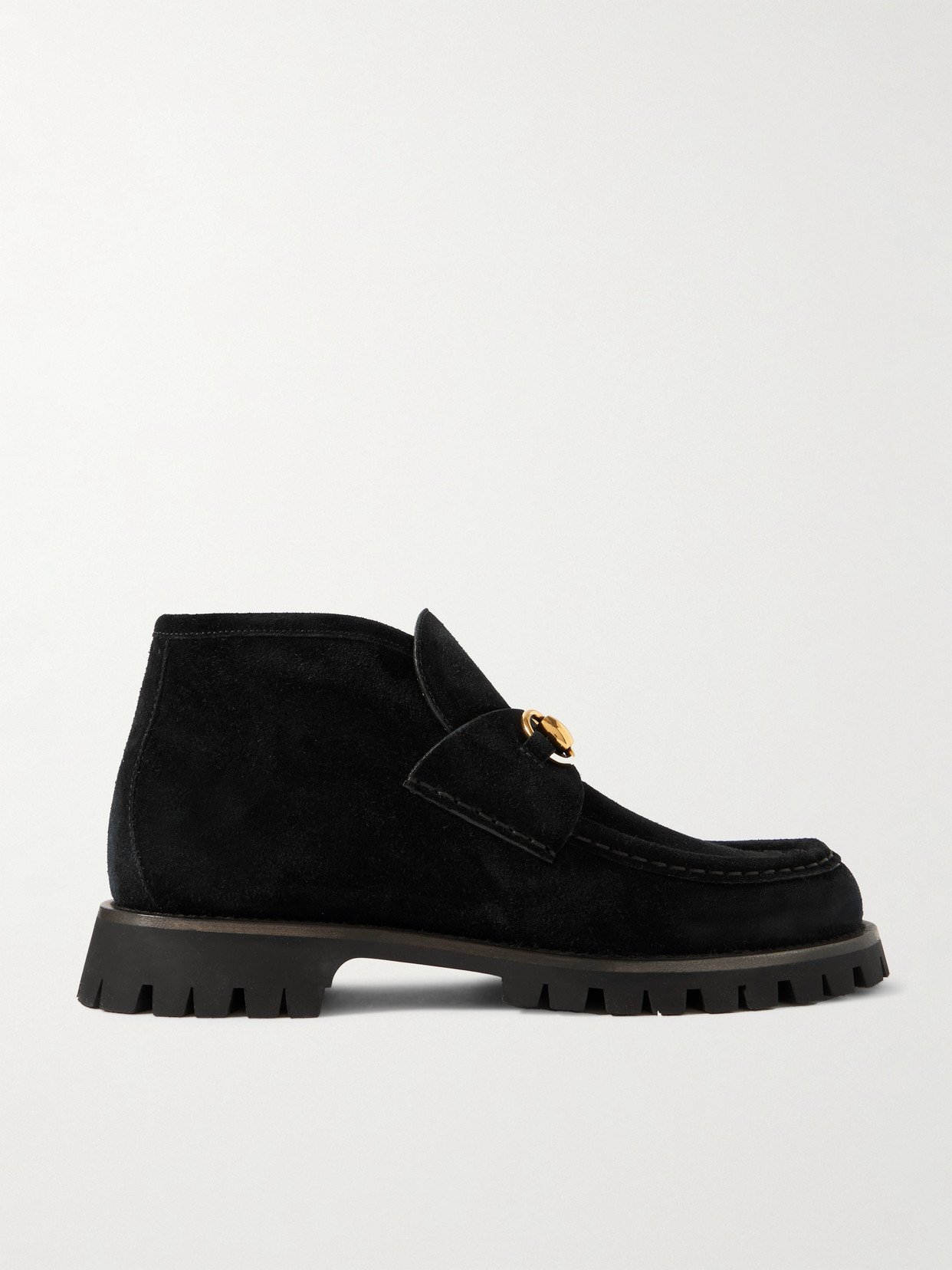 Gucci Sylke Horsebit-detailed Suede Ankle Boots In Black