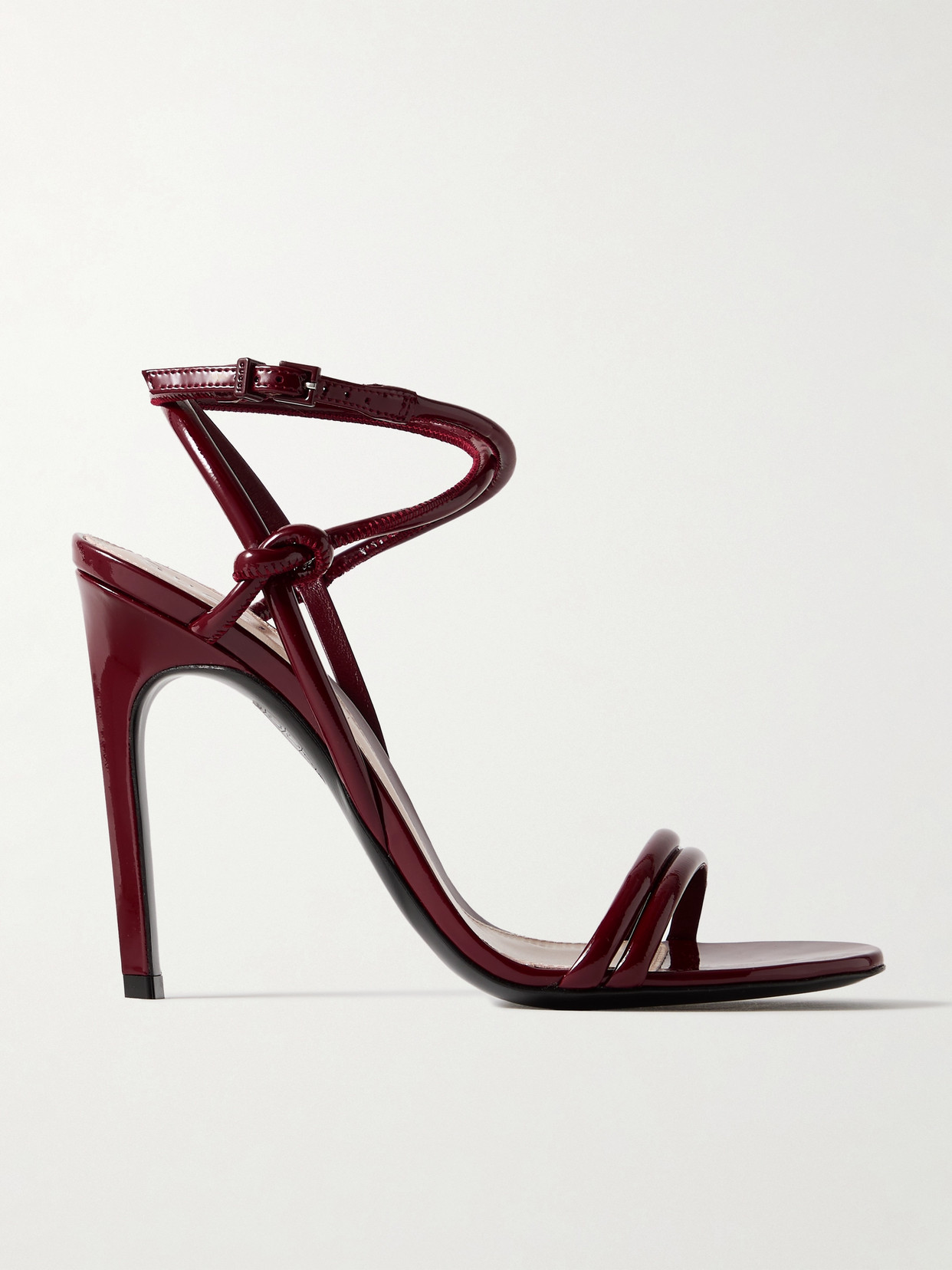 Gucci Walma Knotted Padded Patent-leather Sandals In Burgundy