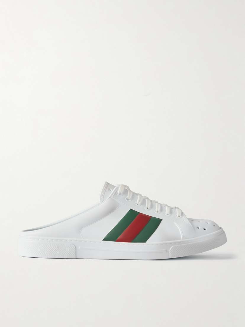 Gucci Ace Perforated Striped Rubber Slip-on Sneakers