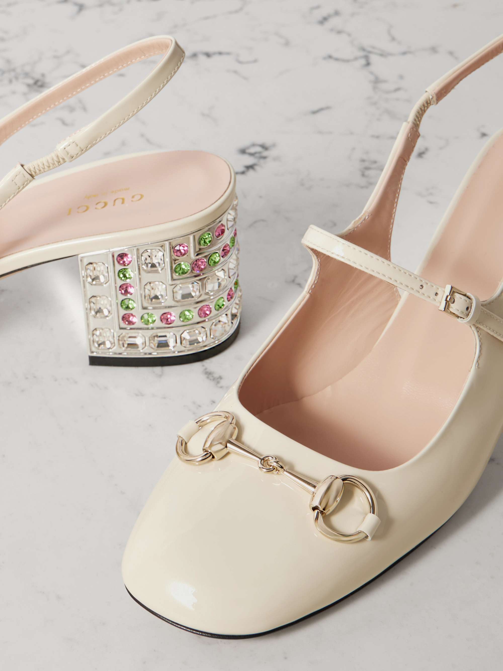 GUCCI Lady horsebit-detailed crystal-embellished patent GUCCI Lady horsebit-detailed crystal-embellished patent