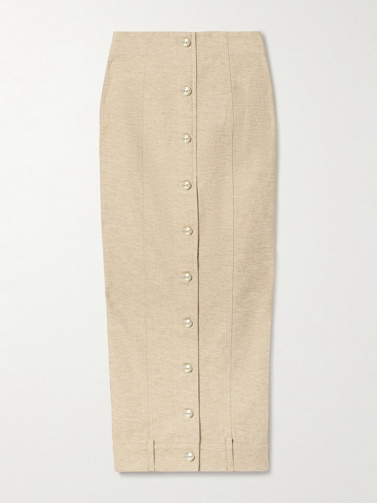 Cult Gaia Lua Cotton And Linen-blend Twill Midi Skirt In Neutrals