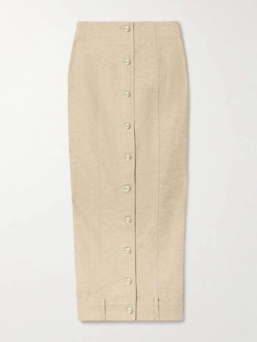 Cult Gaia Lua Cotton And Linen-blend Twill Midi Skirt