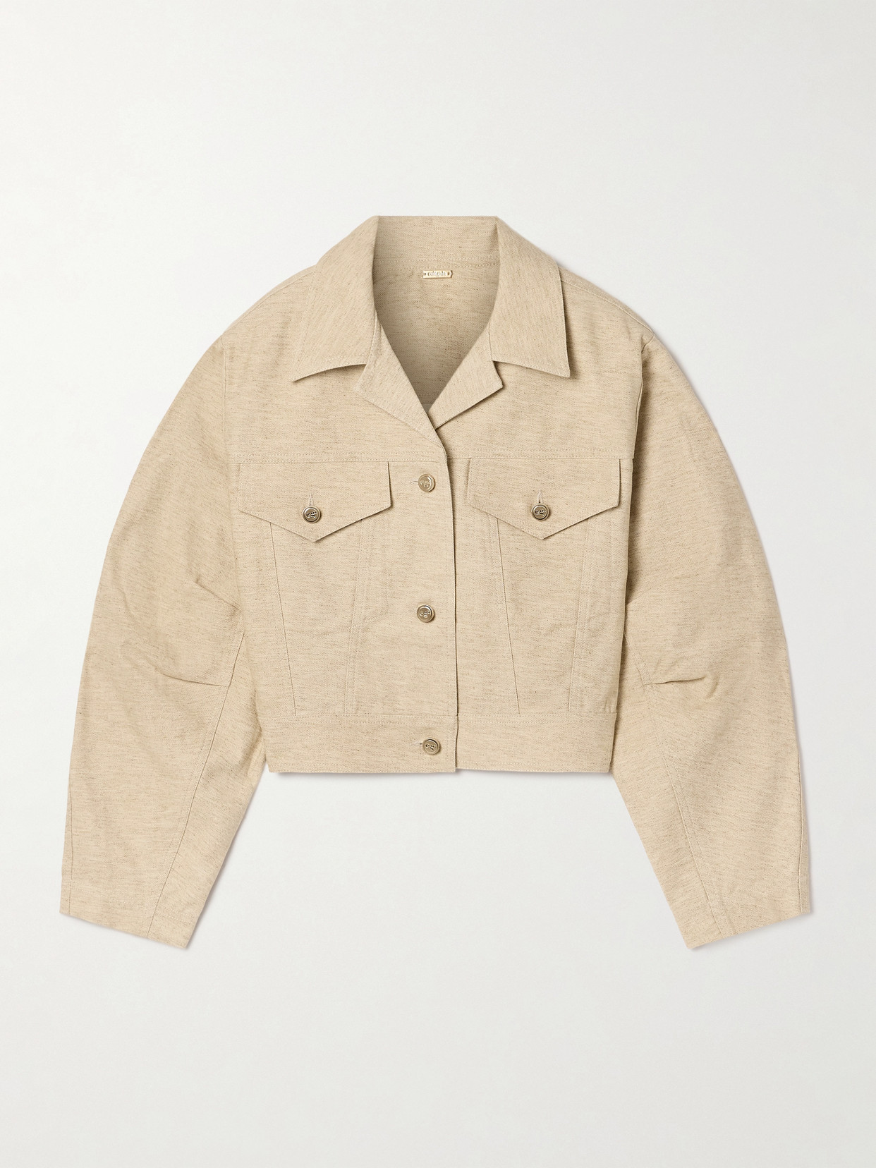 Cult Gaia - Daphne Cropped Cotton And Linen-blend Twill Jacket - Neutrals
