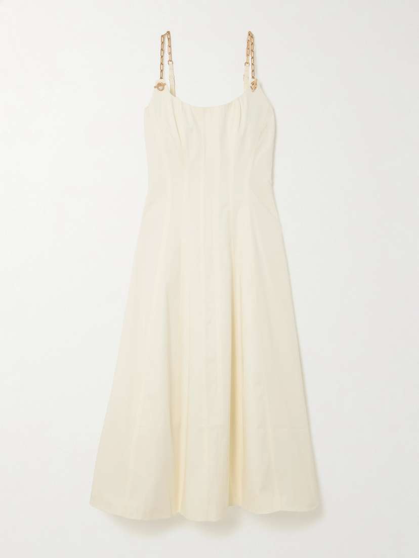 Cult Gaia Kendra Chain-embellished Cotton-blend Sateen Midi Dress