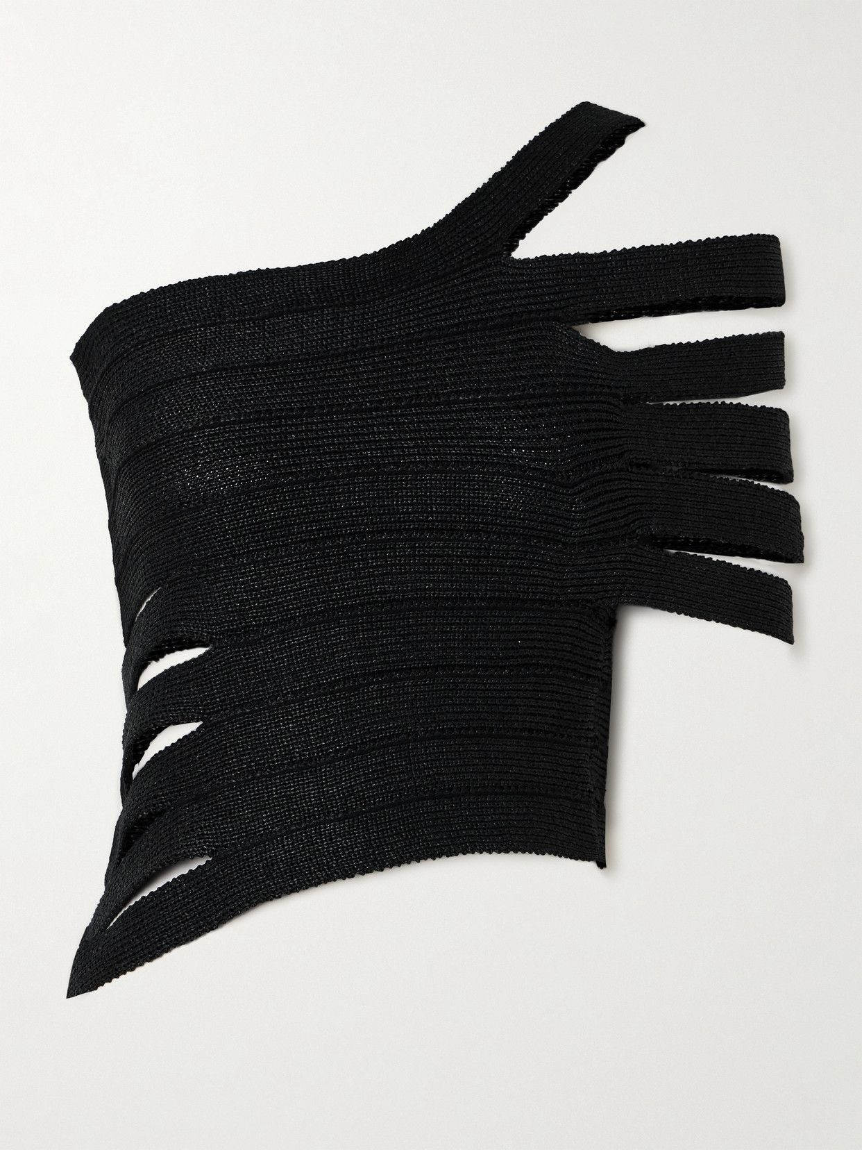 Cult Gaia Sashi Asymmetric One-shoulder Cropped Knitted Top In Black
