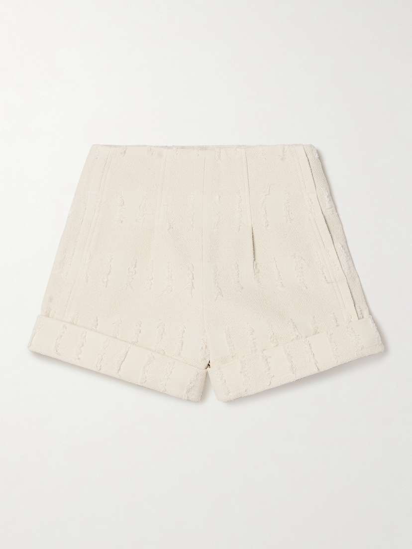 Cult Gaia Olga Distressed Cotton-twill Shorts