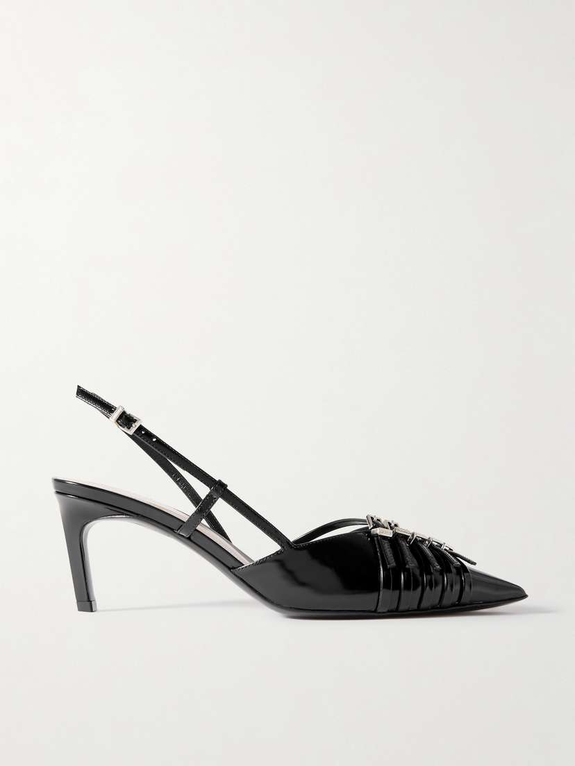Gucci Seraphine Buckled Patent-leather Slingback Pumps