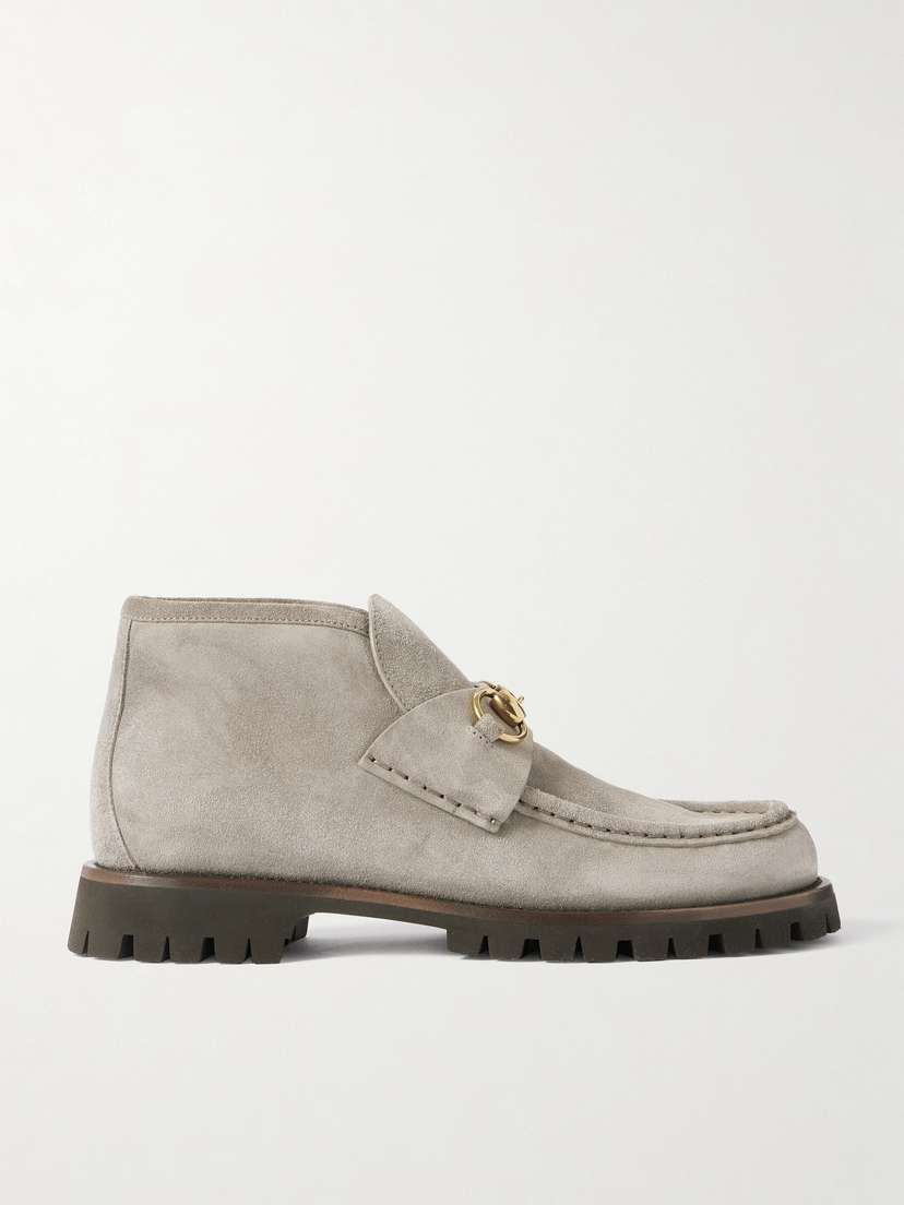 Gucci Sylke Horsebit-detailed Suede Ankle Boots