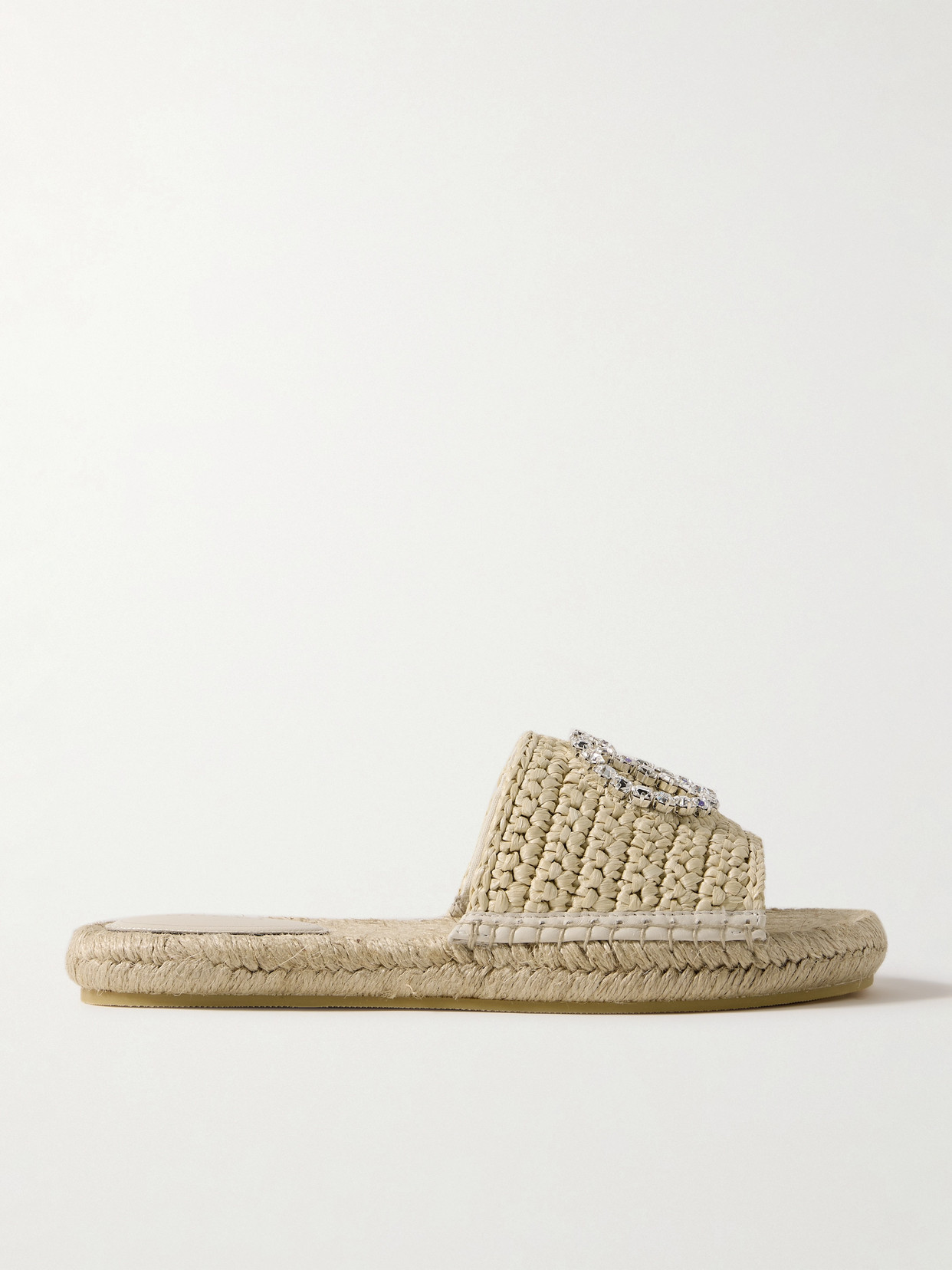 Gucci - Cora Crystal-embellished Raffia Espadrille Sandals - White