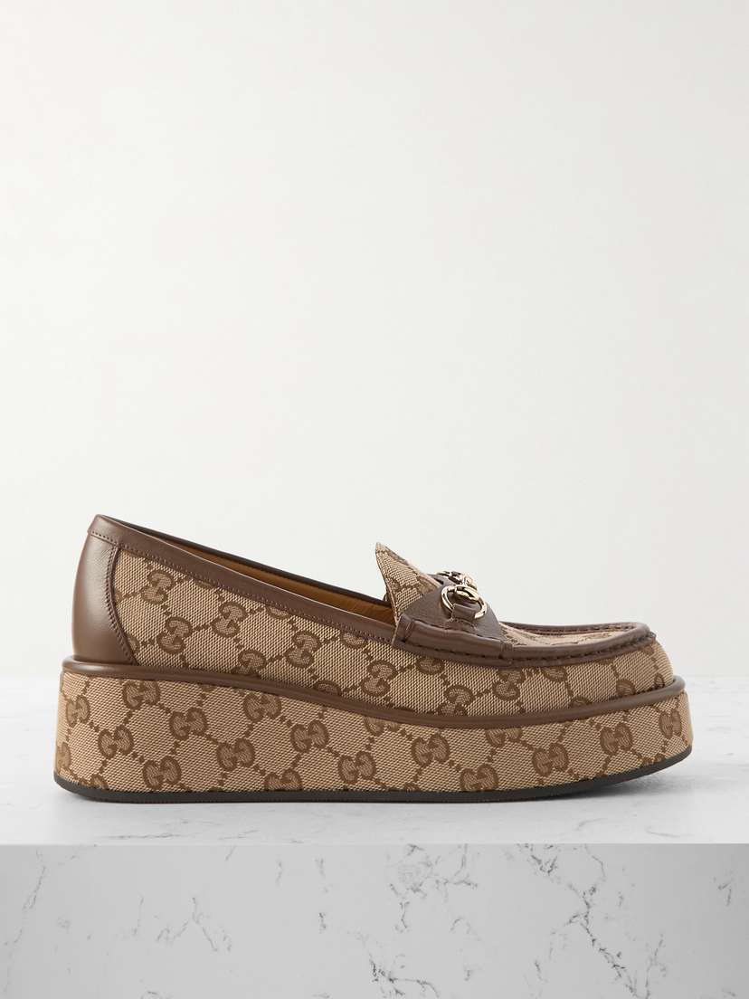Gucci Ilde Leather-trimmed Canvas-jacquard Platform Moccasin