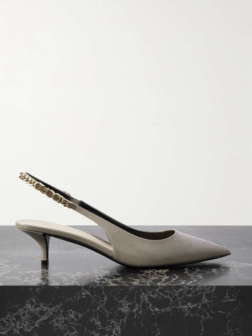 Gucci Signoria Embellished Patent-leather Slingback Pumps