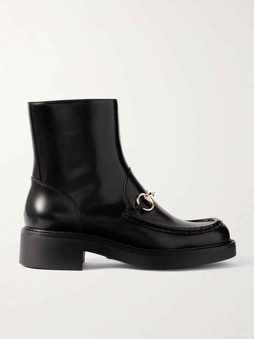 Gucci Horsebit-embellished Patent-leather Ankle Boots