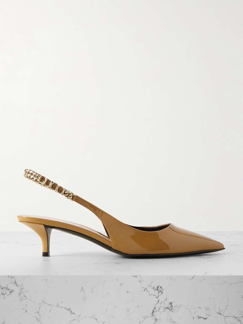 Gucci Signoria Embellished Patent-leather Slingback Pumps