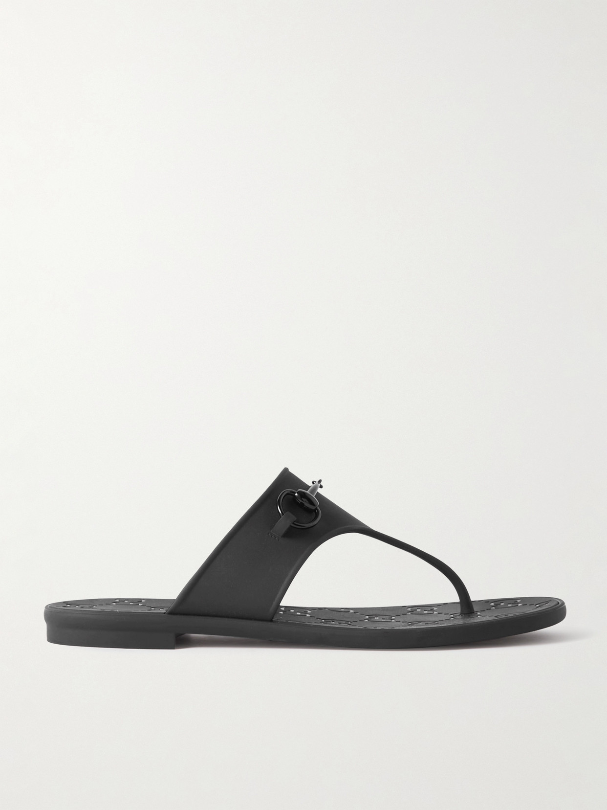 Gucci Minorca Horsebit-embellished Rubber Flip Flops In Black