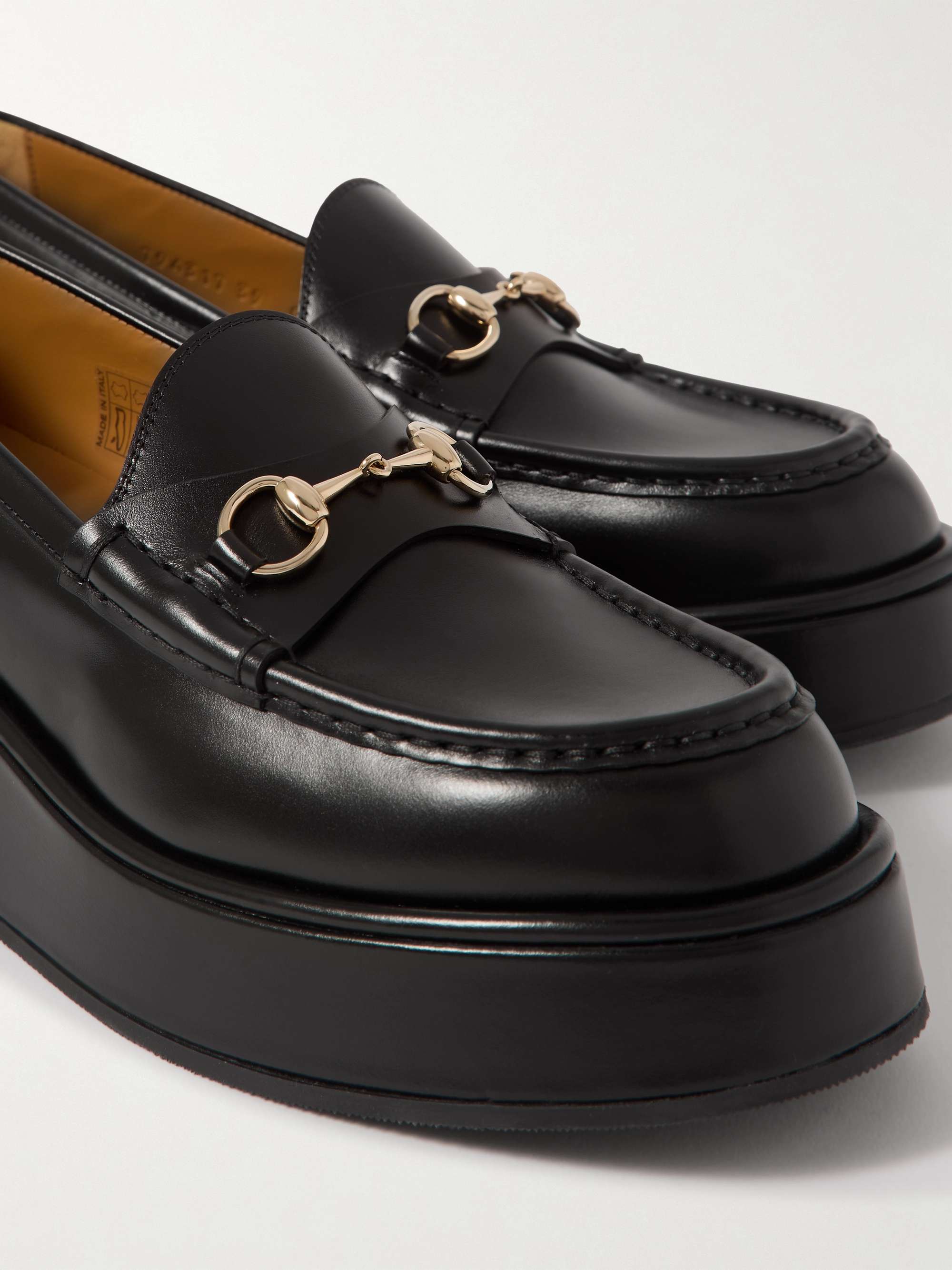GUCCI Ilde horsebit-embellished leather platform loafers