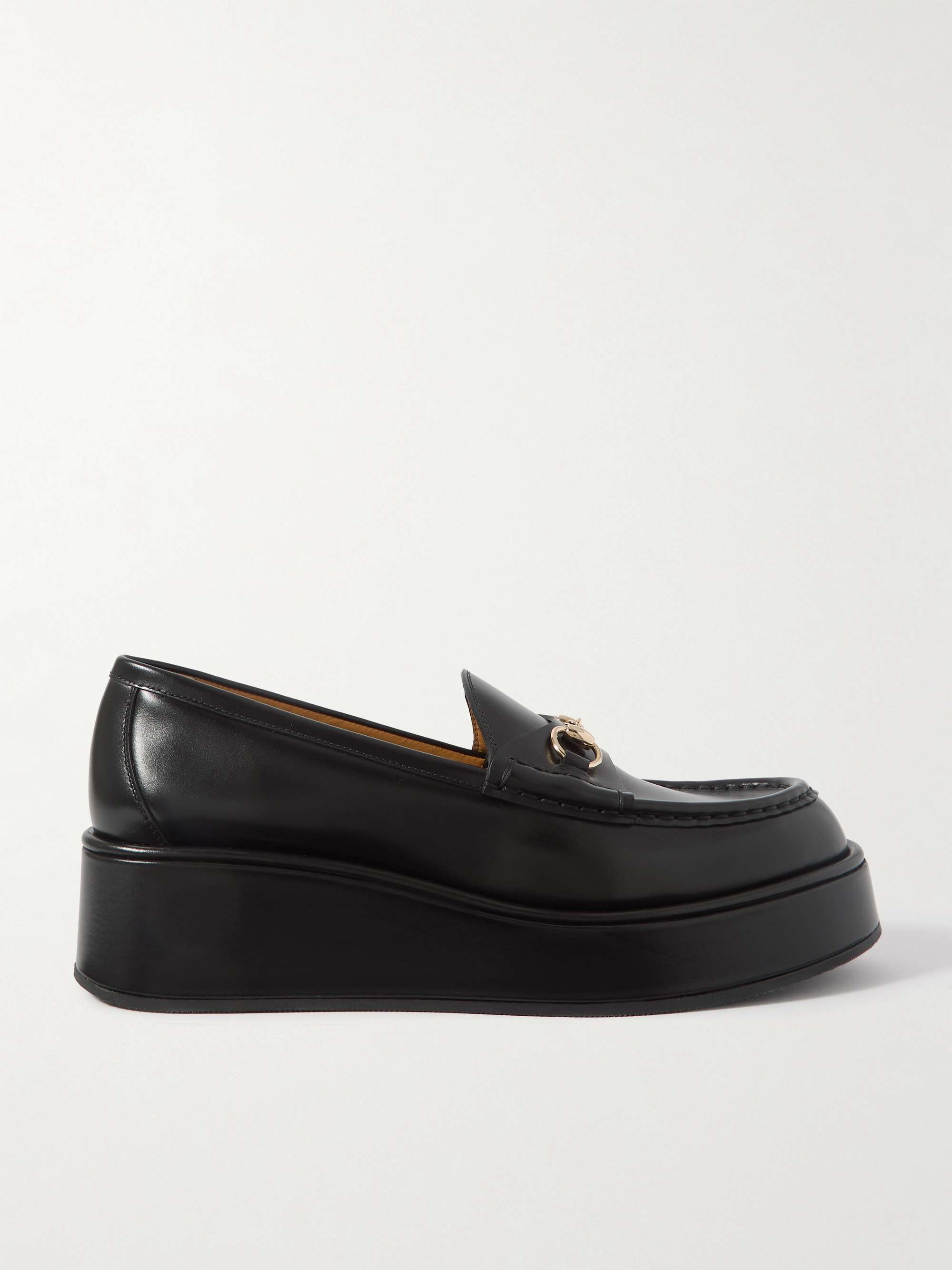 GUCCI Ilde horsebit-embellished leather platform loafers