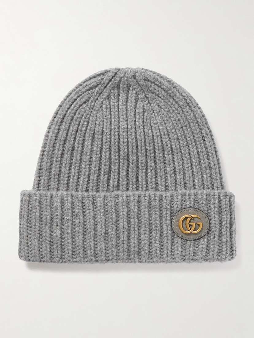 Gucci Victor Appliquéd Ribbed Wool And Cashmere-blend Beanie